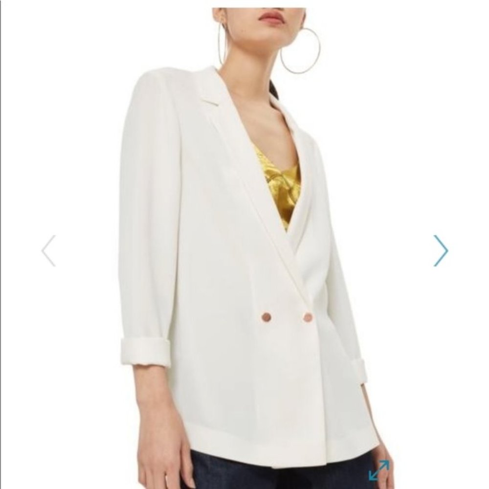 Topshop Ava Double Breasted White Blazer